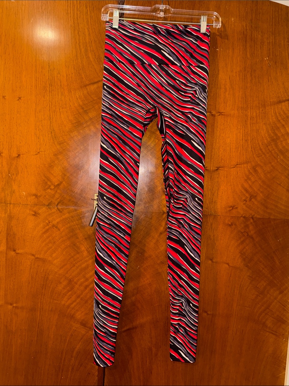 K-DEER Red and Black Zebra Stripe Kids Leggings